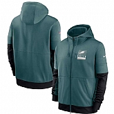 Men's Philadelphia Eagles New 2020 Nike Green Black Fan Gear Mascot Performance Full Zip Hoodie,baseball caps,new era cap wholesale,wholesale hats